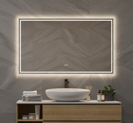 Badkamerspiegel 120x70 cm met LED-verlichting, spiegelverwarming en touch bediening