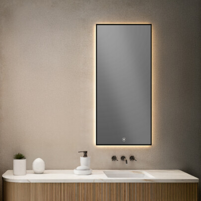 Thys spiegel 120 cm indirecte verlichting, anti condens, lijst zwart