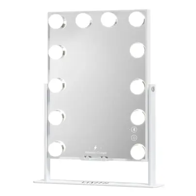Vanitii Hathaway Hollywood Slim Mirror with Wireless Charging L - 12 dimmende LED Lampen 36,5 x 47 cm