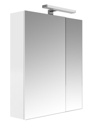Allibert Juno spiegelkast 60 cm 2 deurs met UTE, Belgisch stopcontact en verlichting, glanzend wit