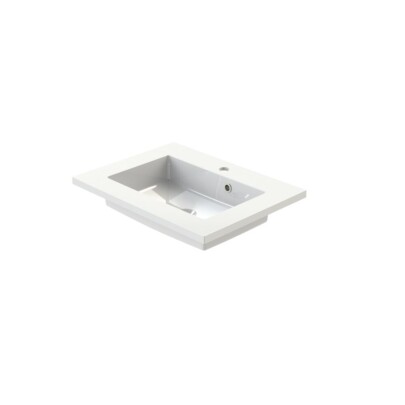 Tiger Quadro wastafel 60 met overloop - glanzend wit