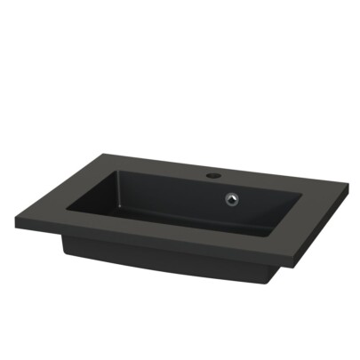 Tiger Quadro wastafel 60 met overloop - mat zwart
