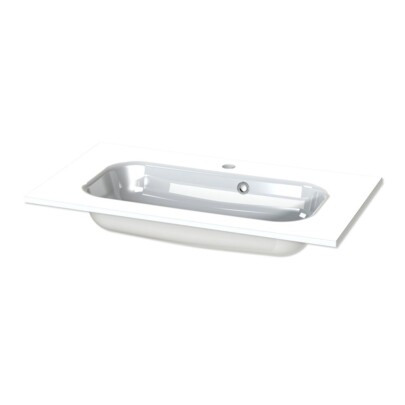 Tiger Oval wastafel 80 met overloop - glanzend wit