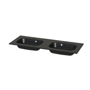 Tiger Oval dubbele wastafel 120 met overloop - mat zwart