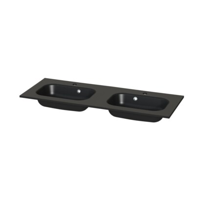 Tiger Oval dubbele wastafel 120 met overloop - mat zwart