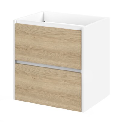 Tiger Reverse wastafelonderkast 60 met 2 lades -wit/naturel eik