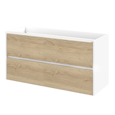 Tiger Reverse wastafelonderkast 120 met 2 lades -wit/naturel eik