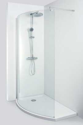 Allibert Wings gebogen walk-in douche compleet met douchebak 210-140cm links model