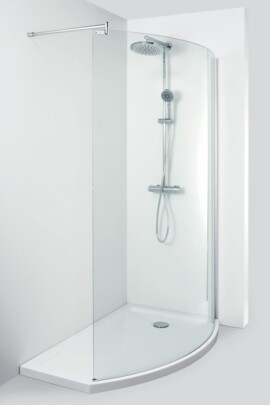 Allibert Wings gebogen walk-in douche compleet met douchebak 210-140cm rechts model