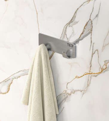 T&B dubbele haak, 16.6 cm, geborsteld aluminium