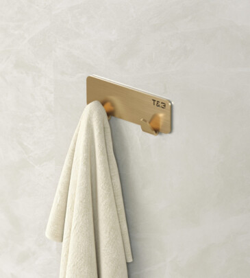 T&B dubbele haak, 16.6 cm, geborsteld goud