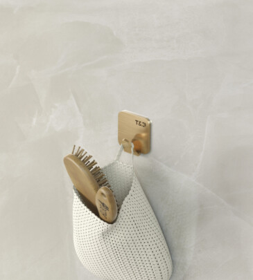 T&B enkele haak, 5x5 cm, geborsteld goud