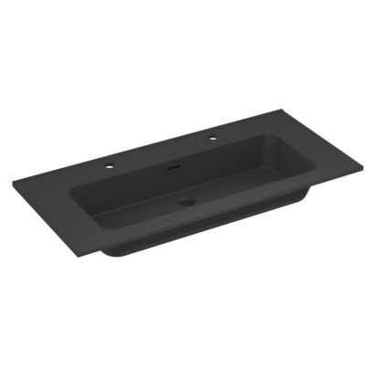 Allibert wastafel Shadow 100cm zwart mat 2 kraan gaten