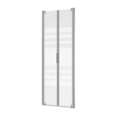 Allibert LAJA - 2 pendeldeuren streep glas, Chroom profiel 86-91 x 200 cm