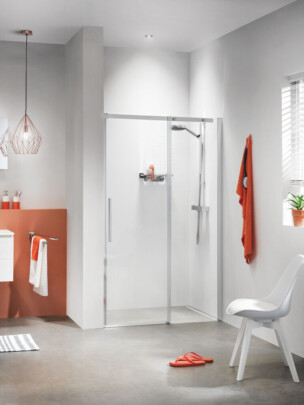 Sealskin Get Wet Slider Schuifdeur 120x195cm Zilver Hoogglans Helder Glas, Zilver glans profiel
