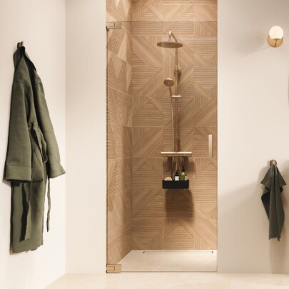 Sealskin Pure Draaideur in nis 80x200 cm, 8 mm helder veiligheidsglas met antikalklaag Geborsteld goud