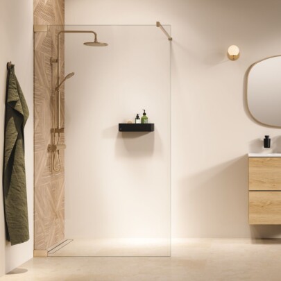 Sealskin Pure Inloopdouche type A3 120x200 cm, 8 mm helder veiligheidsglas met antikalklaag Geborsteld goud