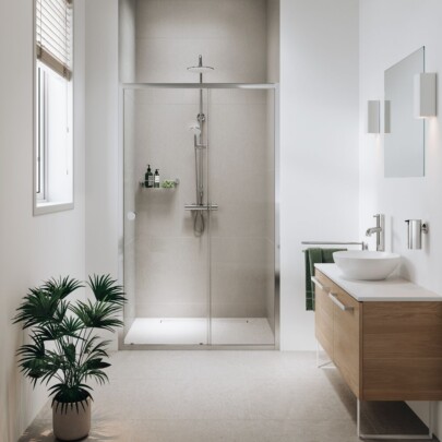 Sealskin Seev Schuifdeur 120×200 cm – Zilver profiel – Helder glas
