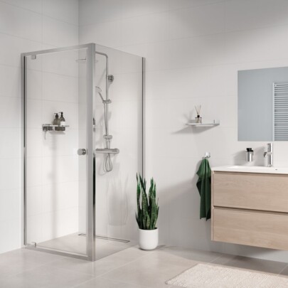 Sealskin Seev Zijwand 80x195 cm, 6 mm helder veiligheidsglas Zilver hoogglans