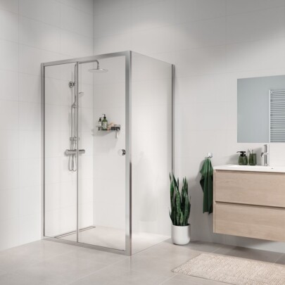 Sealskin Seev Zijwand 90 cm, 6 mm helder veiligheidsglas Zilver hoogglans