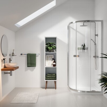 Sealskin Seev Vierdelige kwartronde douchecabine met schuifdeuren 90x90x195 cm, 6 mm helder veiligheidsglas Zilver hoogglans