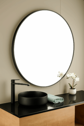 Opzet Lavabo Carla Rond Zwart Mat – Keramiek Ø39 cm
