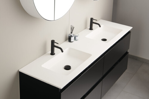 Thys Qube solid surface dubbele wastafel 121x46 cm