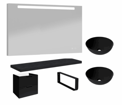 Allibert PLAY complete wastafelset mat zwart