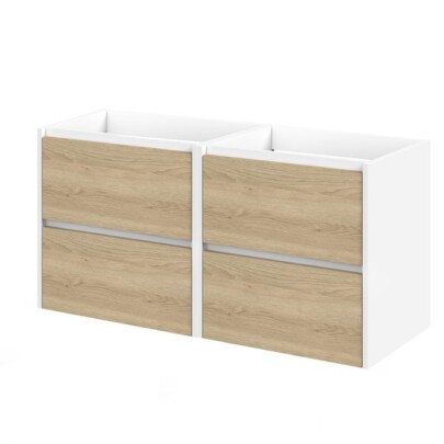 Tiger Reverse wastafelonderkast 120 met 4 lades -wit/naturel eik