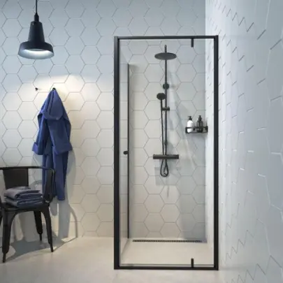 Sealskin Contour douchecabine draaideur met zijwand 90x90 cm mat zwart