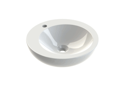 Allibert Opbouwwaskom Komo 46cm rond wit glanzend met gat