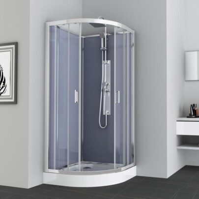 Allibert EVEREST complete douchecabine kwartrond chroom 90x90x225 cm vrijstaand