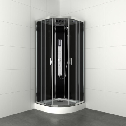 Allibert GIPSY complete douchecabine kwartrond chroom 90x90x225 cm vrijstaand