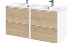 Tiger wastafelonderkast 120 naturel eik mat wit
