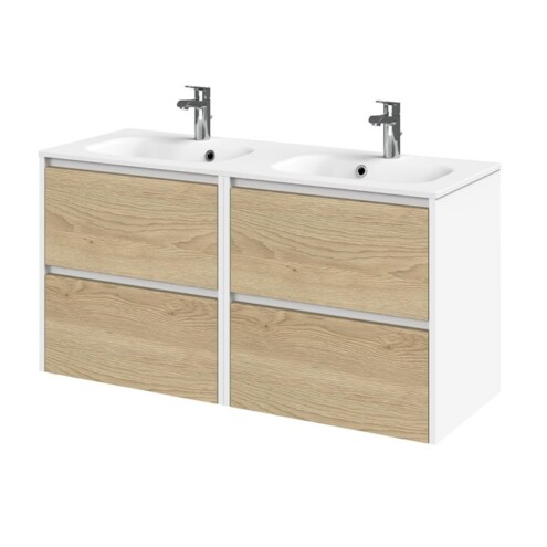 Tiger wastafelonderkast 120 naturel eik mat wit