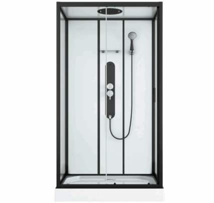 Allibert UYUNI complete douchecabine midden rechthoek 120x80 cm, zwart/wit vrijstaand